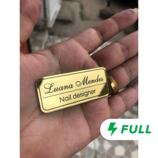 ENVIO IMEDIATO Broche alfinete POP acrílico dourado Personalizado com nome + Profissão crachá em Oferta na Shopee