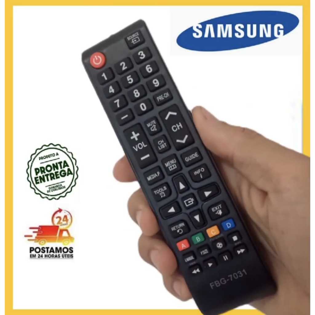 7031 CONTROLE REMOTO SAMSUNG (LCD, LED, PLASMA E 3D) UNIVERSAL PARA TVS SAMSUNG