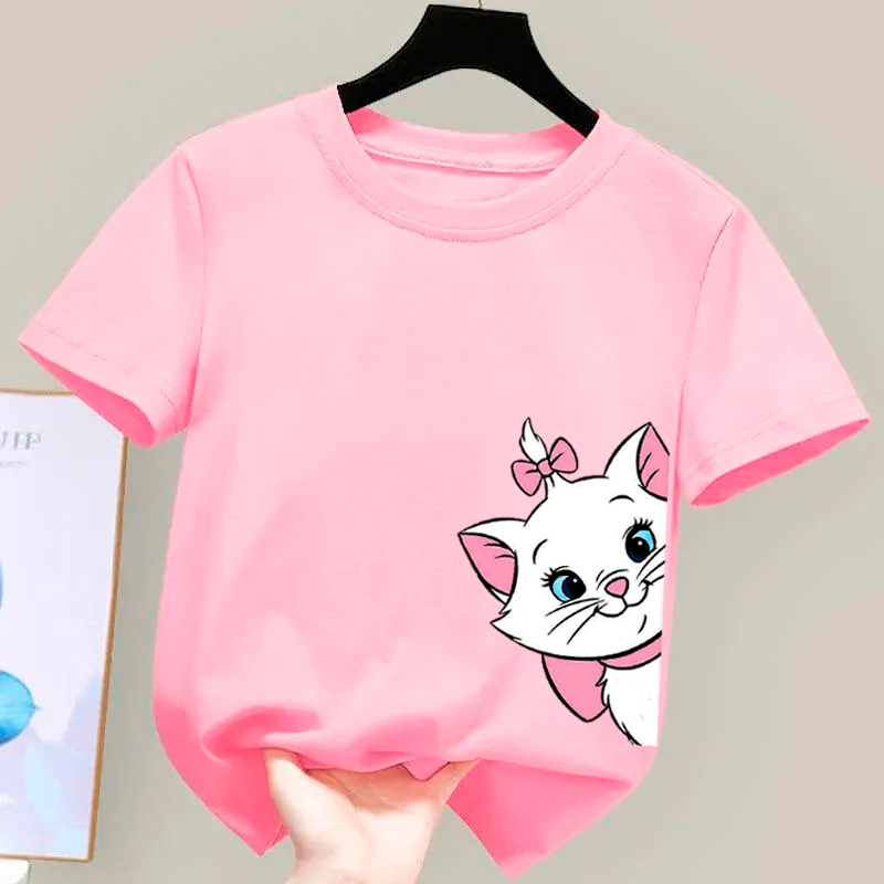 Camiseta De Algodão Feminina Gatinha Marie Estampa Diferenciada Camisa Menina em Oferta na Shopee