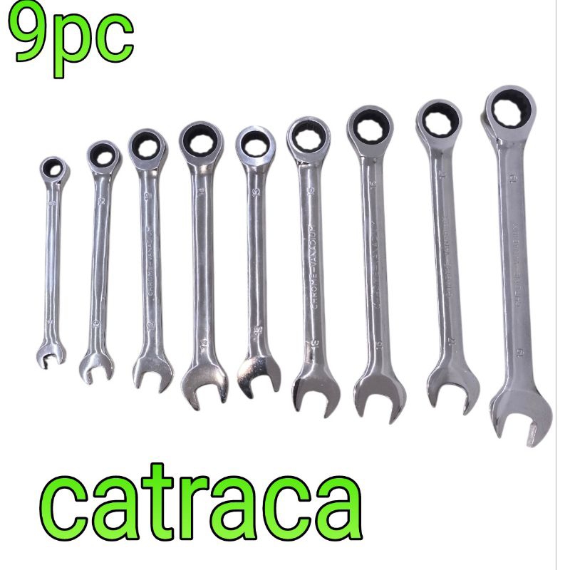 Kit Jogo Chave 9 Pçs Ferramentas Articuladas Catraca Chave Boca 11398