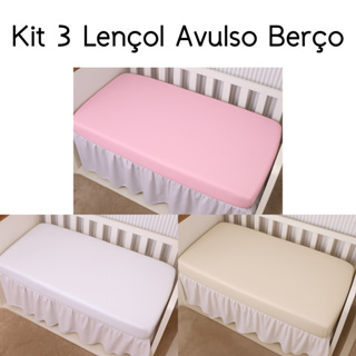 Kit 03 Lençol Berço Americano 400 Fios Com Elastico Em Toda Volta em Oferta na Shopee