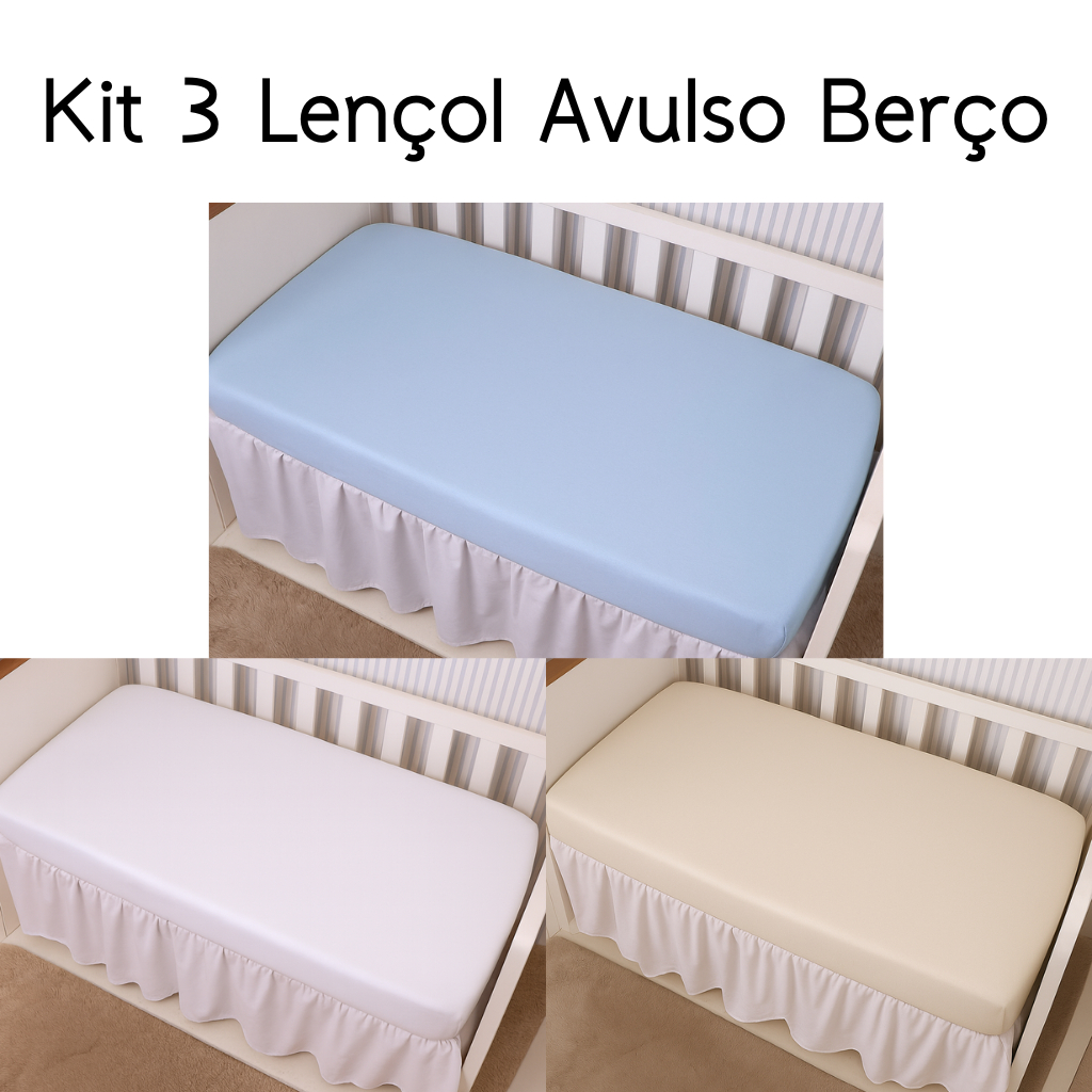 Kit 3 Lençol Berço Americano 400 Fios Macio e Confortável Bebê Promoção