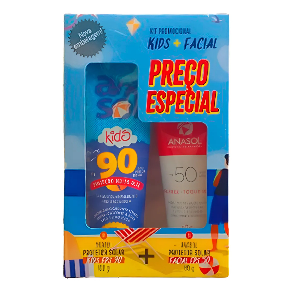 Kit Promocional Protetor Solar Facial Fps50 + Protetor Kids Fps90