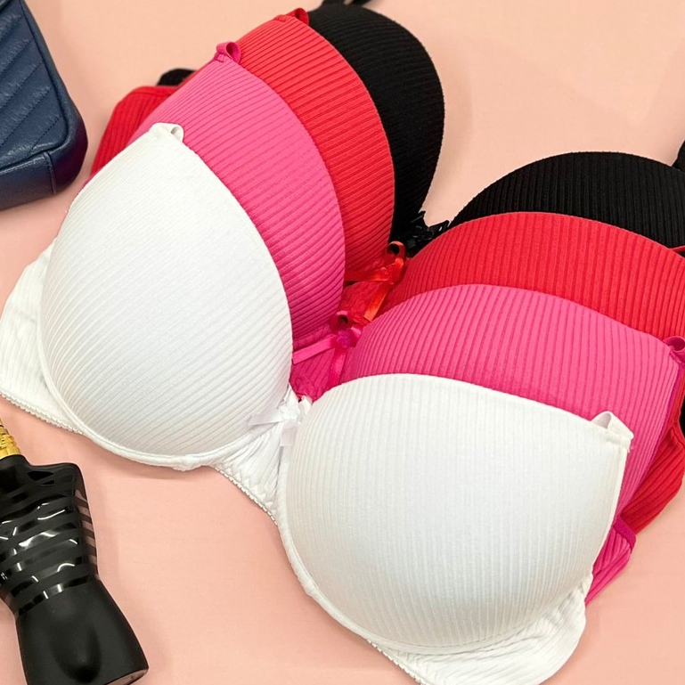 Sutiã Plus Size Canelado Com Bojo  Soutien Reforçado com Alças Largas  Lingerie Super Confortável St086 em Oferta na Shopee