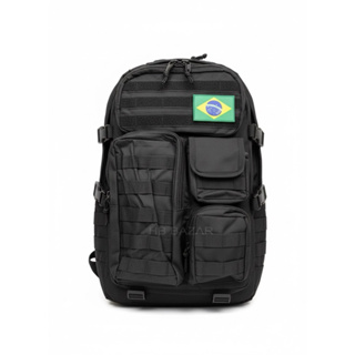 Mochila Militar Tática Impermeável 50 Litros Grande Reforçada com Bandeira do Brasil 1068 em Oferta na Shopee