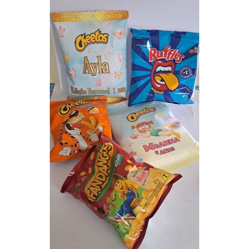 10 salgadinhos CHEETOS(ELMA CHIPS), personalizados no tema da sua festa