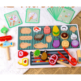 Brinquedos de cozinha e churrasco de madeira realistas para crianças - Presente de Natal em Oferta na Shopee