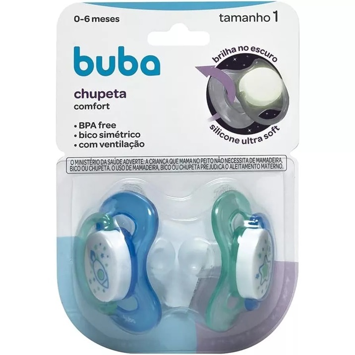 Chupeta Buba Kit 2 Unidades Foguete Noturna -Tamanho 1 (+6 Meses) BRILA NO ESCURO em Oferta na Shopee