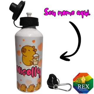 Garrafa de Alumínio 600ml Capivara Super Resistente com Nome Personalizado em Oferta na Shopee