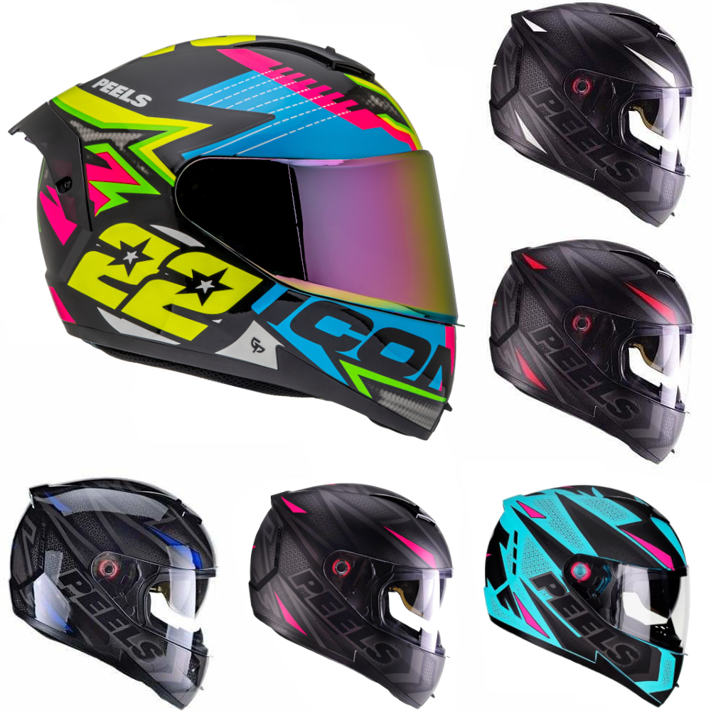 Capacete Peels Icon Fast Rosa Vermelho Azul Verde Branco Rosa Vermelho Moto Segurança Original em Oferta na Shopee