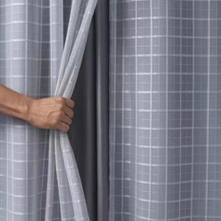 Cortina Blackout PVC/VOIL XADREX para Sala, quarto e escritório 3,00 x 2,70 Voil Xadrez/Blecaute 100% Vedação em Oferta na Shopee