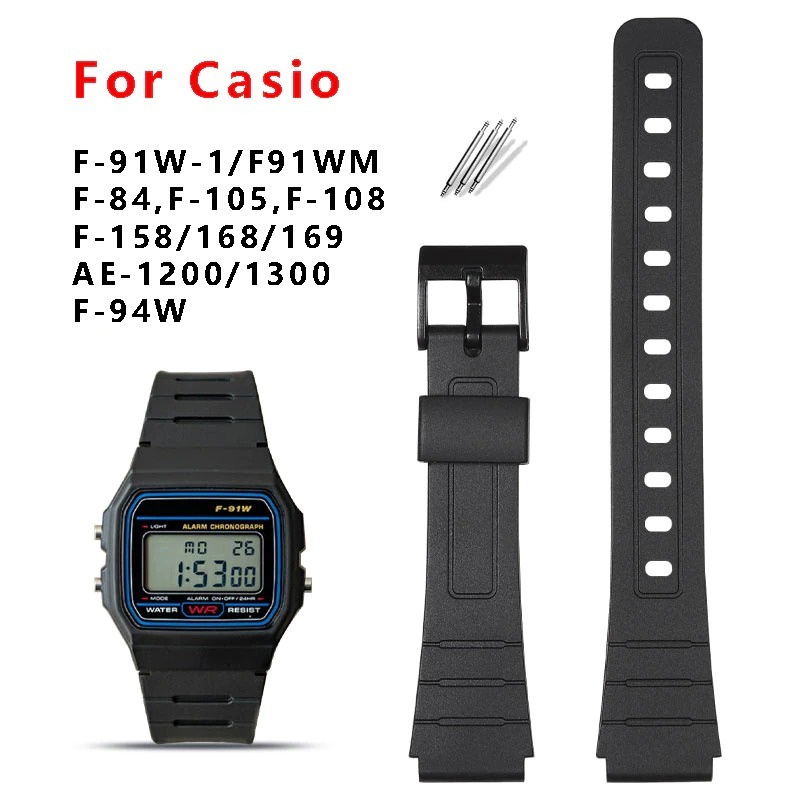 Pulseira Compatível Com Mod F91w F105w F28w F94w A158w Preta