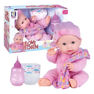 Boneca Bebe Reborn Love Born abre e fecha os olhinhos faz Xixi com Naninha e Mamadeira em Oferta na Shopee