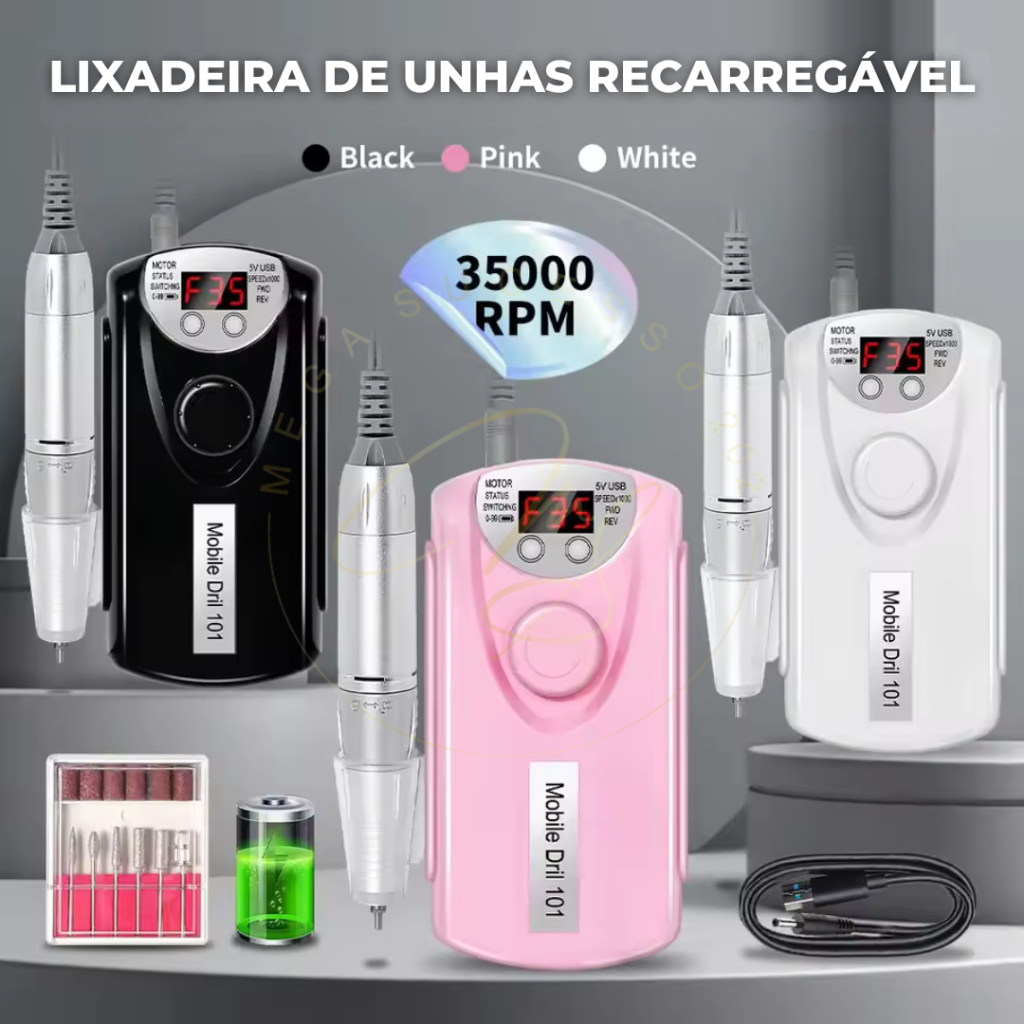 Motor Original LIXADEIRA portátil 30.000 RPM Bivolt unhas Manicure Pedicure sem fio – SQ8556 em Oferta na Shopee