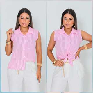 Camisa alça larga regata listrado elegante em Oferta na Shopee