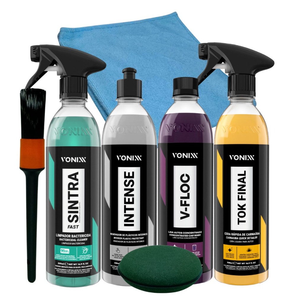 KIT LIMPEZA SHAMPOO V FLOC CERA TOK FINAL SINTRA FAST INTENSE REVITALIZADOR DE PLÁSTICOS em Oferta na Shopee