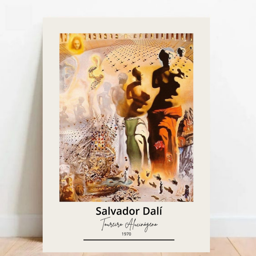 Quadro Placas Decorativas grandes artistas Salvador Dalí - Toureiro Alucinógeno com moldura