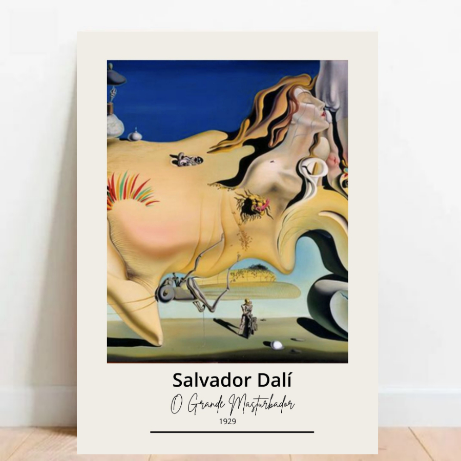Quadro Placas Decorativas grandes artistas Salvador Dalí - O Grande Masturbador com moldura