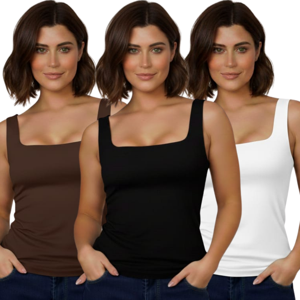 Kit 3 Regata Feminina Gola Quadrada Suplex Premium em Oferta na Shopee