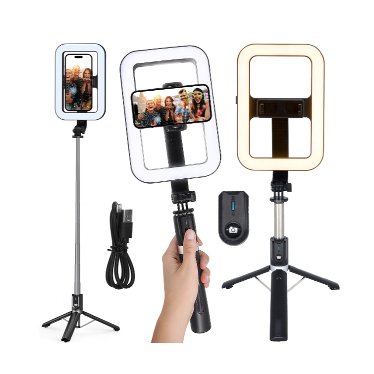 Ring Light Luminária Led Pau de Selfie Com Tripé Até 1,38 M e Suporte De Celular Controle Wireless