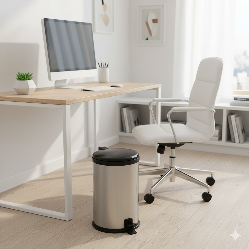 Lixeira Inox 15L com Pedal e Tampa Antiodor - Perfeita para Cozinha e Banheiro Cor Preta