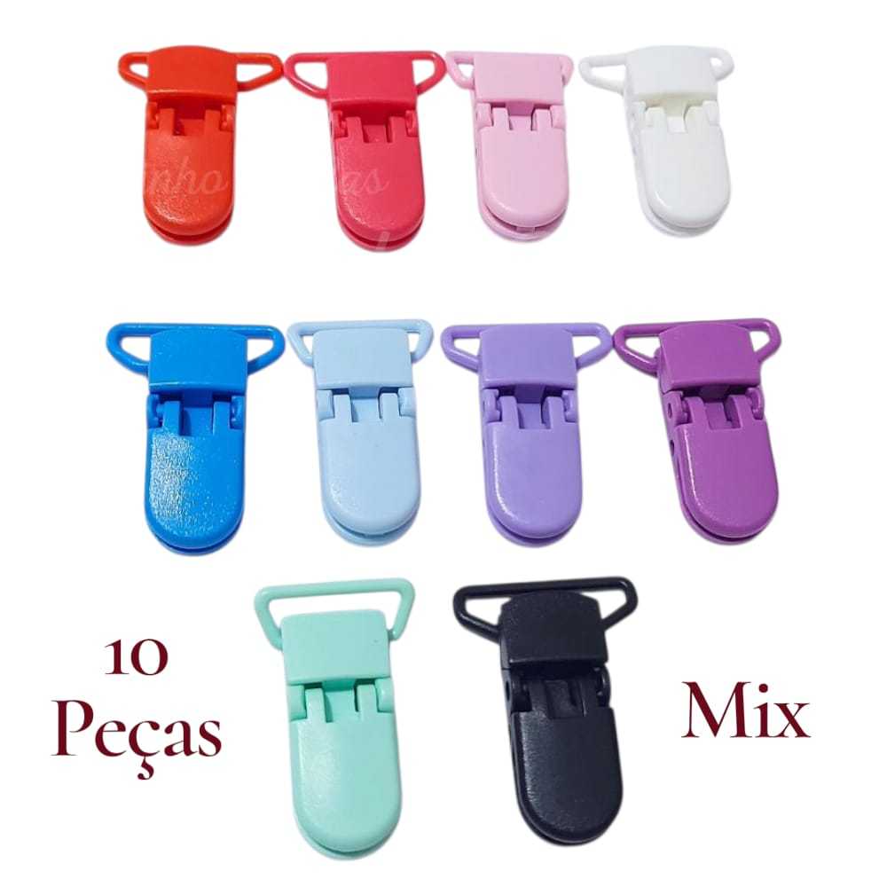 Kits de Prendedor de Chupeta Jacaré - 10/20 unidades Mix