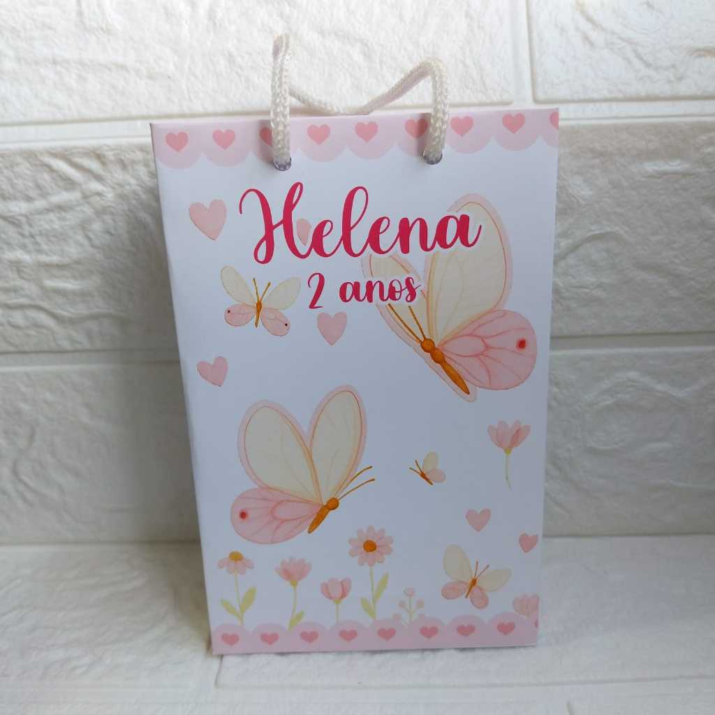 Sacolinha Surpresa Personalizada P 10x15  PEGUE E MONTE Lembrancinha Jardim das Borboletas