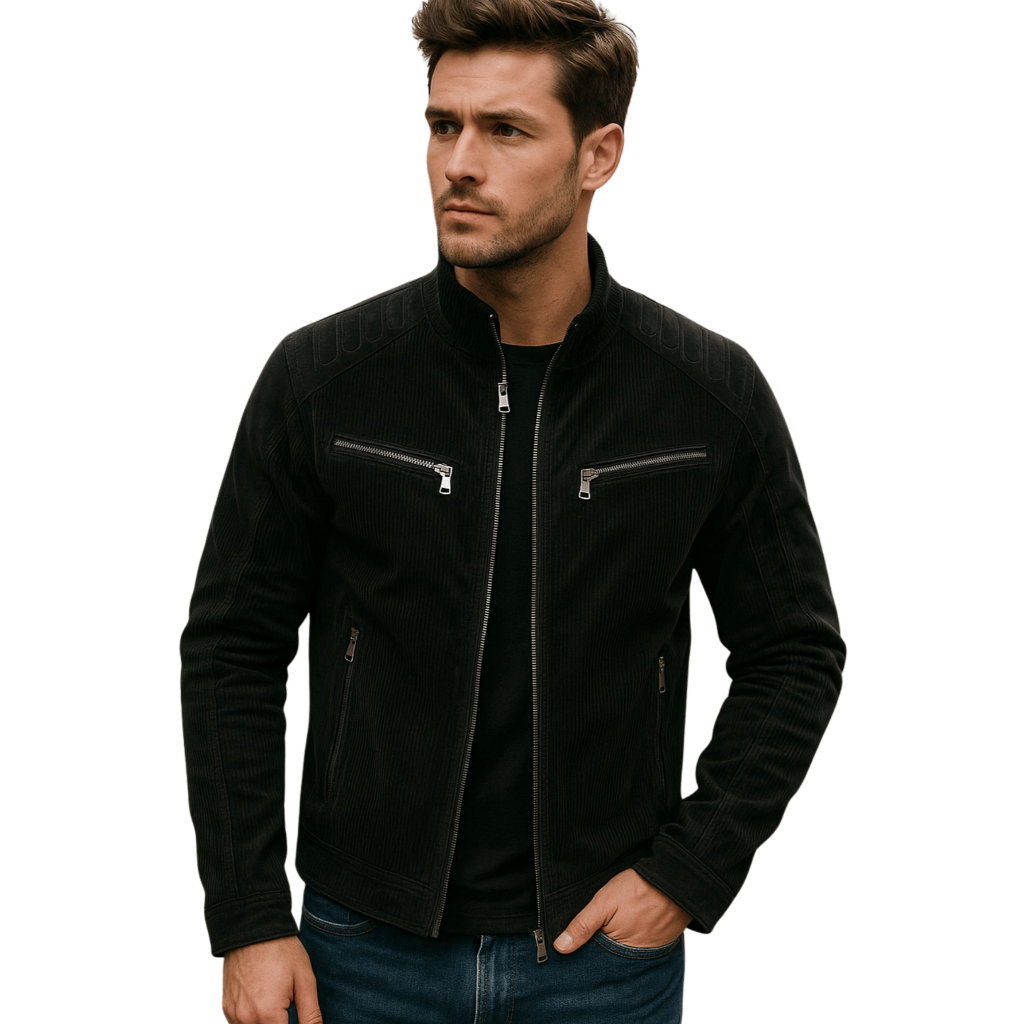 Jaqueta Masculina Nobuck Forrada com Zíper Frontal Estilo Inverno Elegante e Confortável Premium