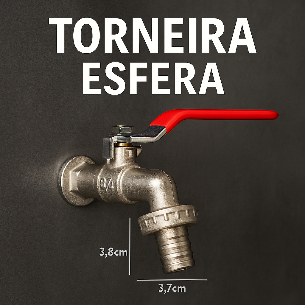 Torneira Esfera Metal Jardim Quintal com Registro 1/2
