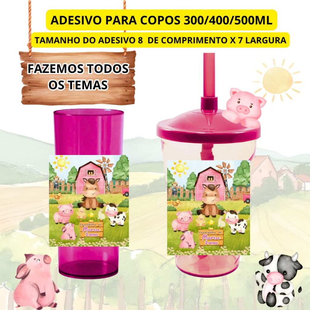 Rótulos Adesivos Copo Twister Personalizados- Adesivos copos/ FAZEMOS TODOS OS TEMAS.