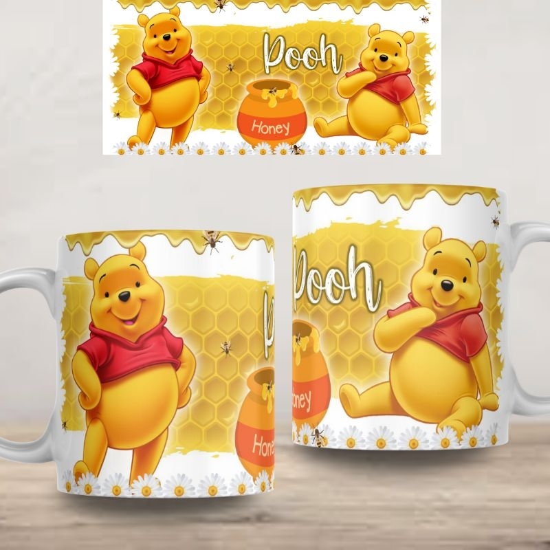 Caneca Personalizada Ursinho Pooh Xícara 325ml Branca Cerâmica Porcelana Presente Lembrança
