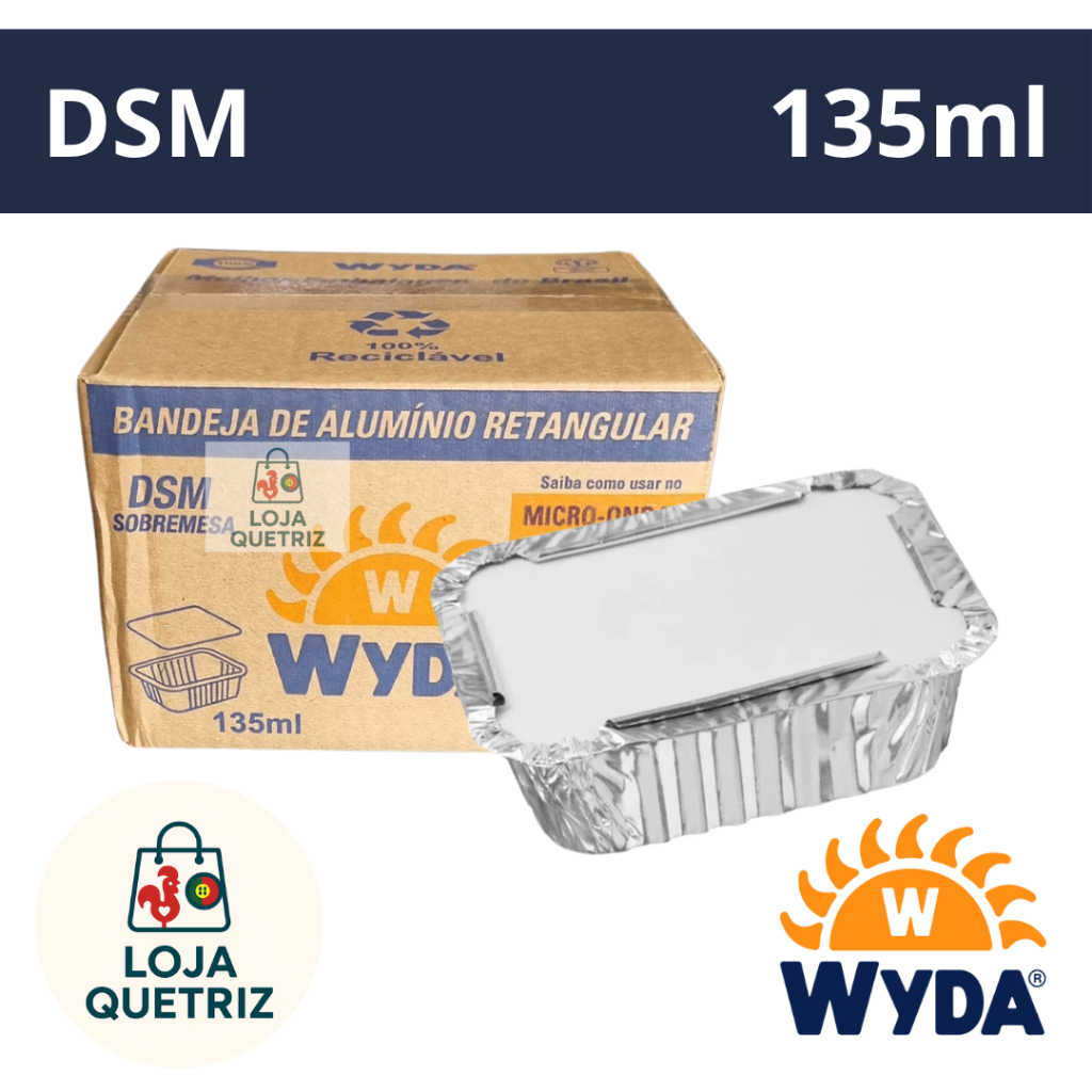 Marmitinha Alumínio 135ml Tampa Cartão Aluminizado Retangular DSM Sobremesa WYDA - 50 unidades em Oferta na Shopee
