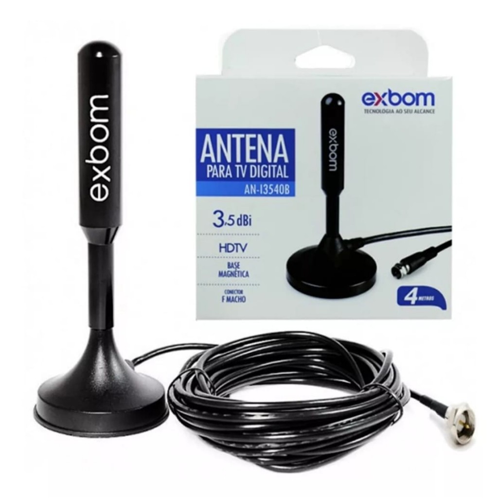 Antena Digital HDTV VHF UHF FM 3.5DBI 4 METROS - EMBOM