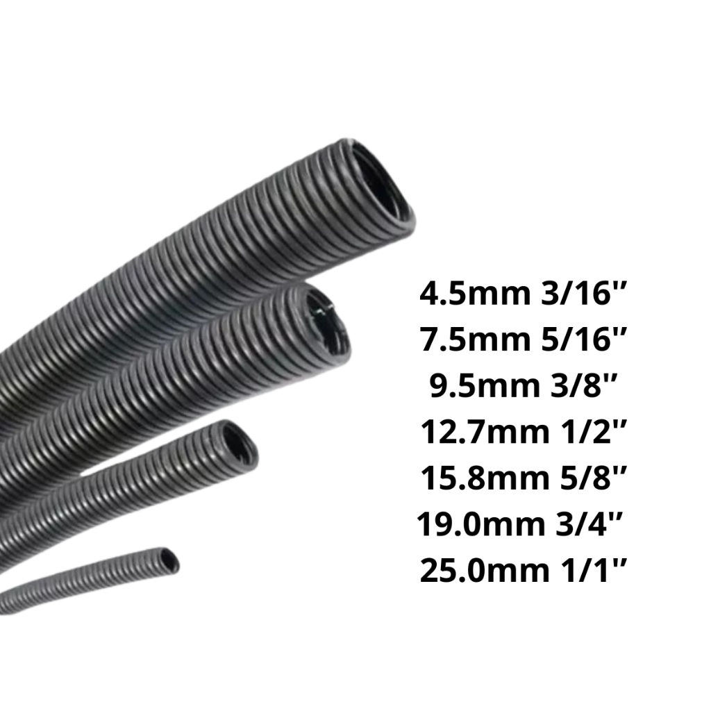 Kit com 7 medidas de espaguete corrugado conduite automotivo pedaço com 0,25cm de cada medida para acabamento
