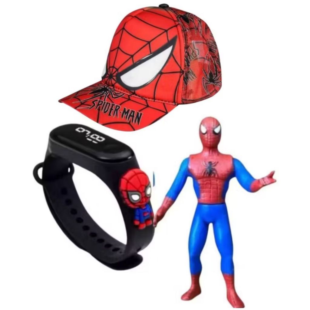 Kit 3 Homem Aranha, Bone + Boneco + Relogio Digital em Oferta na Shopee