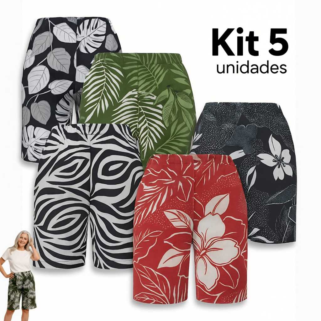 Bermuda Para Senhoras Em Liganete Feminino Confortáveis Leves