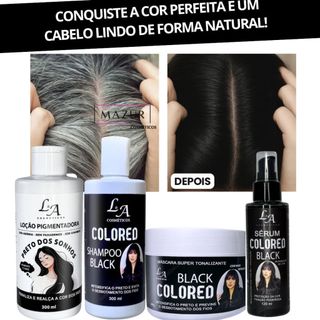 Combo Completo Tonalizante Preto Black Intenso 4 em 1 - Shampoo Condicionador Máscara e Sérum Black