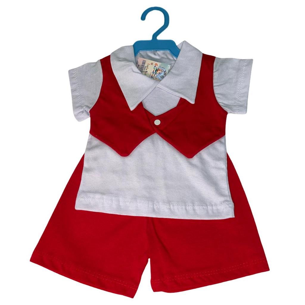 Conjunto  baby  Infantil -  camiseta + bermuda -Tamanho: G - Cor: vermelho com branco