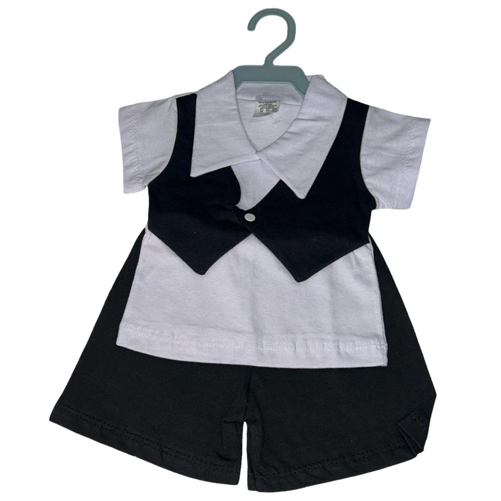 Conjunto  baby  Infantil -  camiseta + bermuda -Tamanho: G - Cor: preto com branco