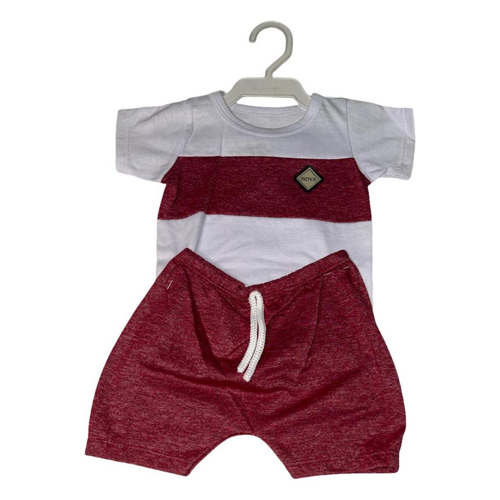 Conjunto  baby  Infantil -  camiseta + bermuda -Tamanho: G - Cor: vermelho com branco