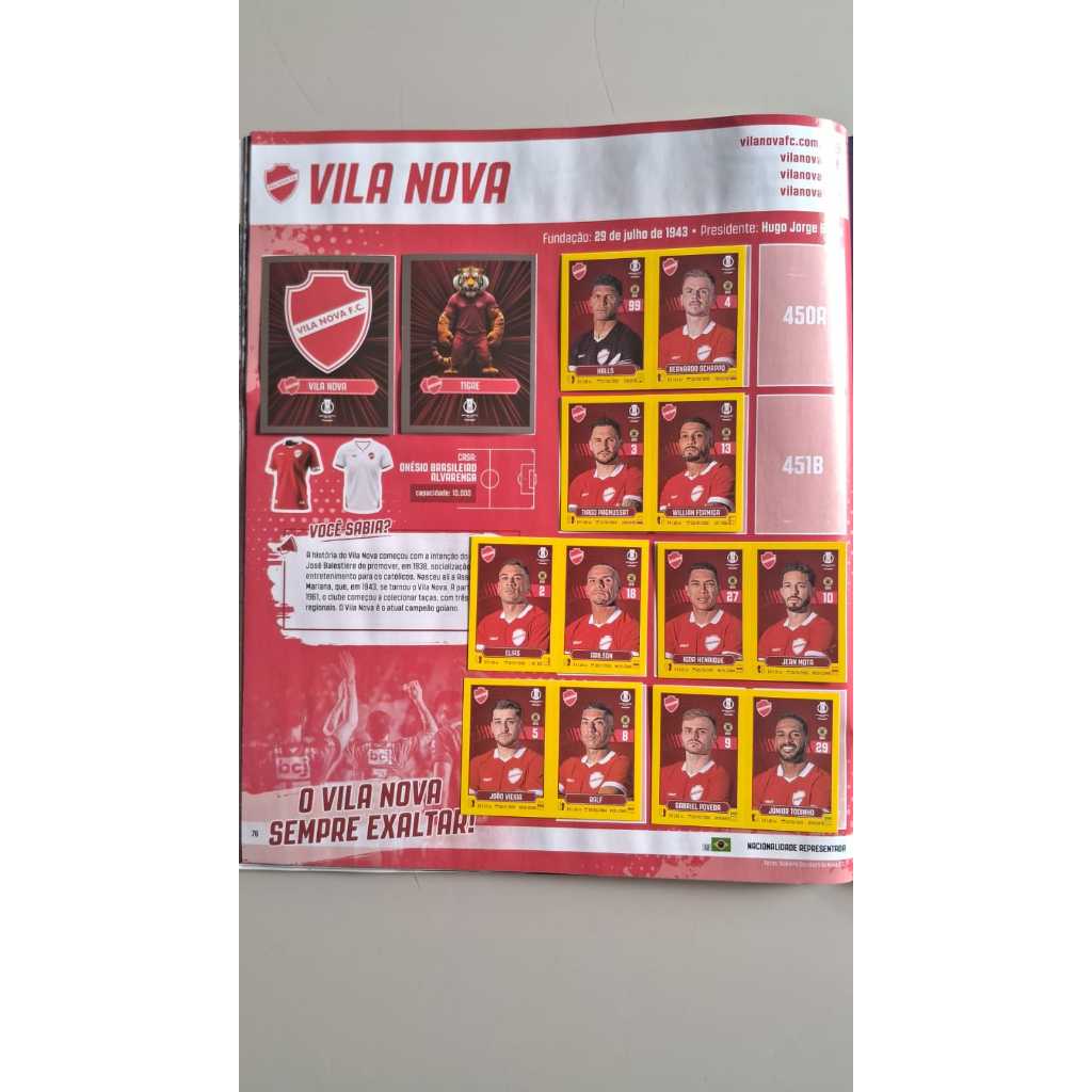 VILA NOVA GO FIGURINHAS CAMPEONATO BRASILEIRO SÉRIE B 2025 ( VENDA POR UNIDADE ) ORIGINAIS PANINI