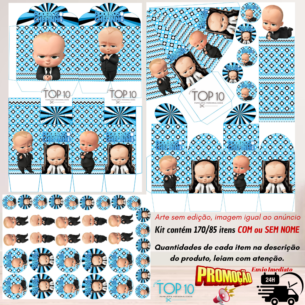 Kit de Lembrancinhas Personalizadas com 170/85 itens  TEMA: PODEROSO CHEFINHO - Envio rápido