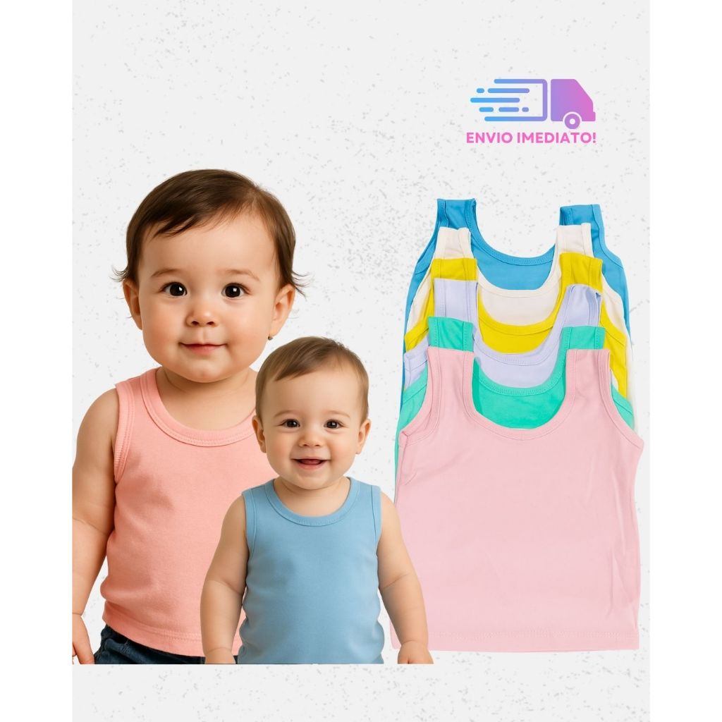 Kit Camisetas Regata Lisa Bebê Menino Menina Neutro Roupas Infantil Verão Kids Algodão