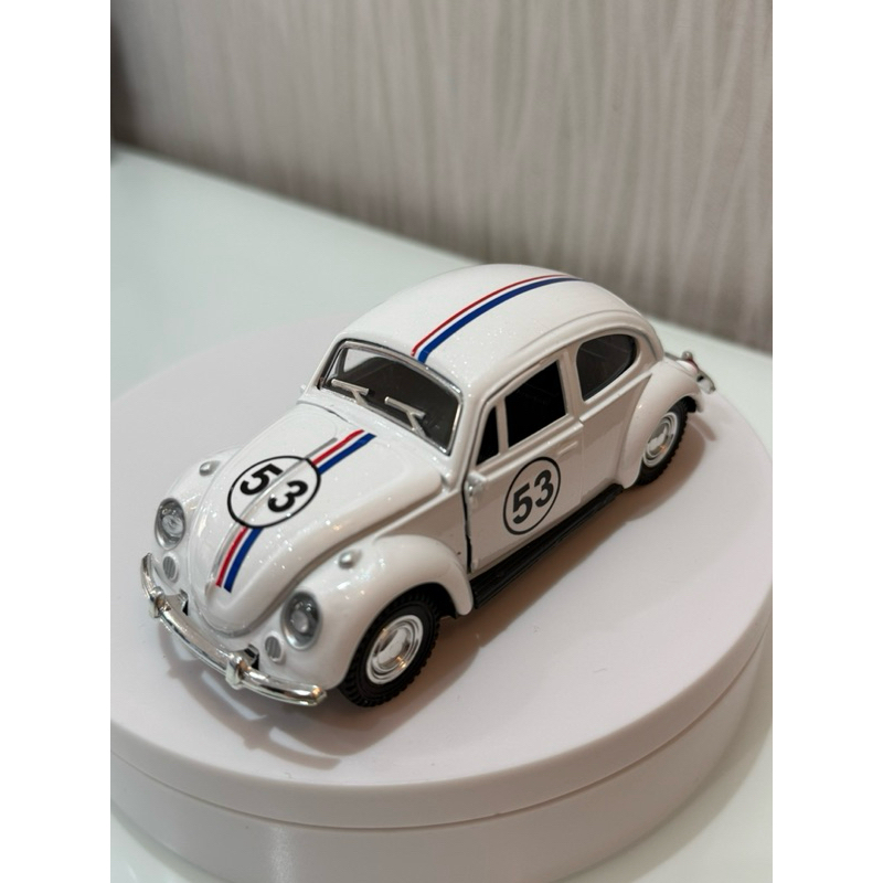 Carrinho Fusca Herbie branco 53 escala 1:32 - Fusca Herbie branco de metal em miniatura