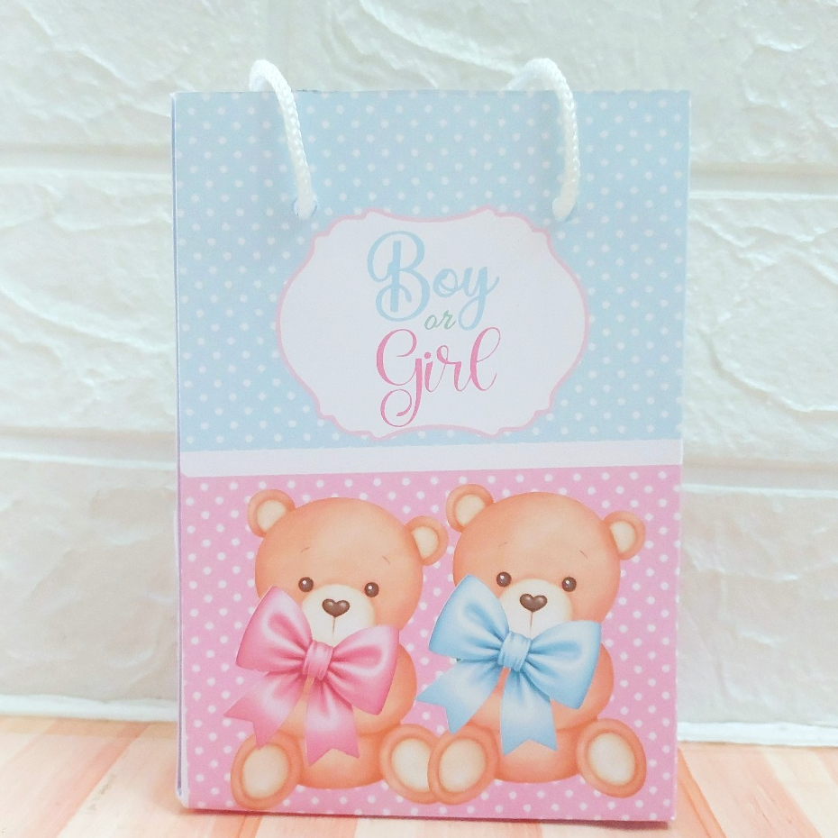 Sacolinha Surpresa Chá Revelação Azul e Rosa Boy of Girls  10X15X4 Lembrancinha para  PEGUE E MONTE em Oferta na Shopee