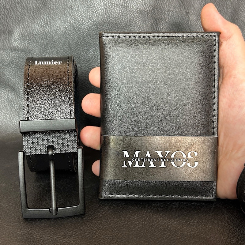 Kit Carteira Masculina + Cinto Masculino Dupla Face - 125 CM. em Oferta na Shopee