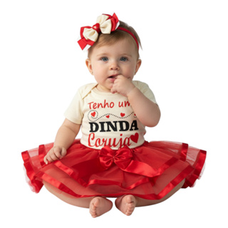 Body Bebe Menina -Frases- Dinda Coruja + Laço + Saia Tule - Temático Mesversário em Oferta na Shopee