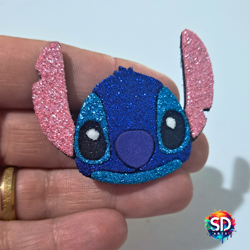 Aplique em EVA Stitch | Apliques EVA Personagem | Enfeite Lembrancinha | Decoração Festa Infantil | Topo de Bolo Stitch