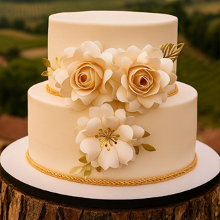 ENVIO RÁPIDO Kit 3 flores, Flores de papel para Topo de Bolo cor Marfim para lembrancinhas, decoração, casamento, festas em Oferta na Shopee