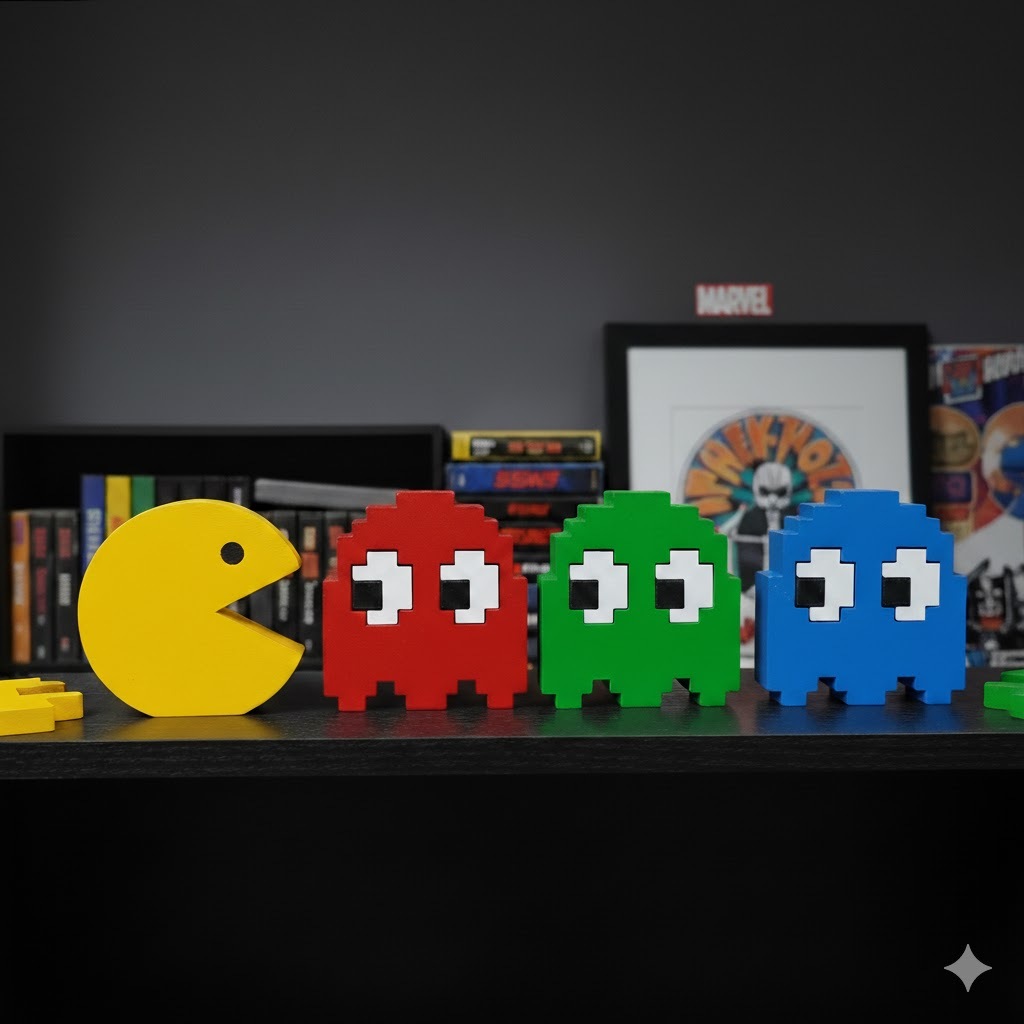 Kit Pac-Man Decoração Geek 4 peças em Oferta na Shopee